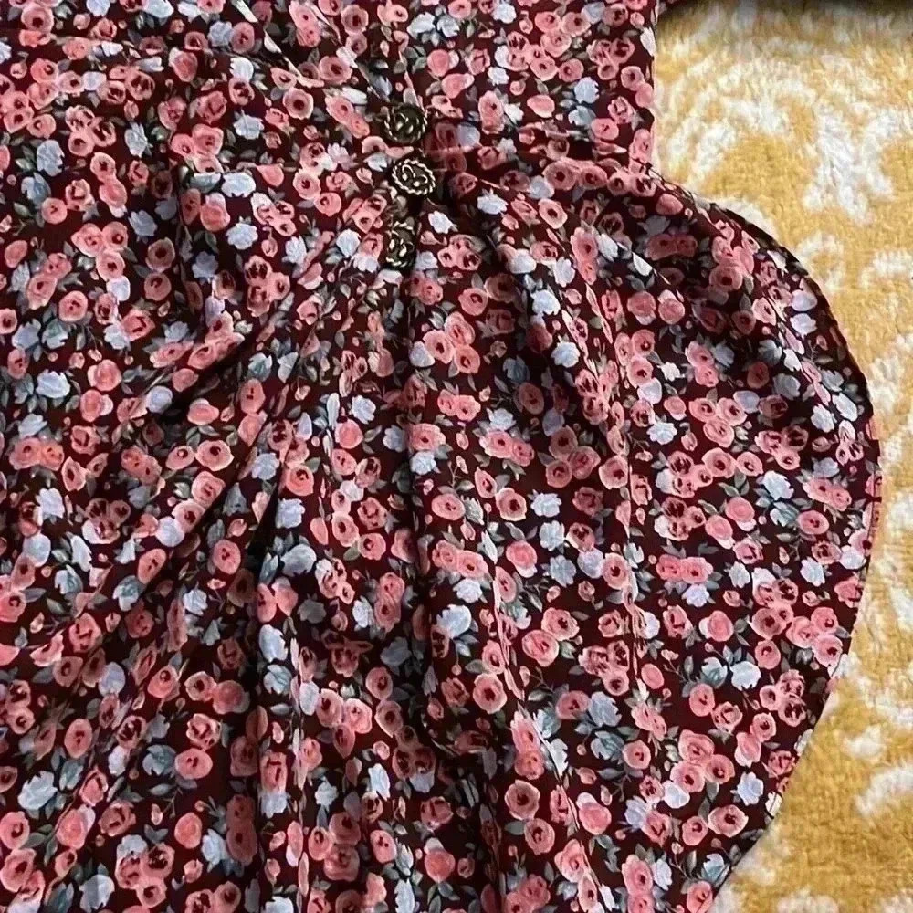 Cider 90s style retro floral, long sleeve wrap mini dress XL NWT - Picture 4 of 6